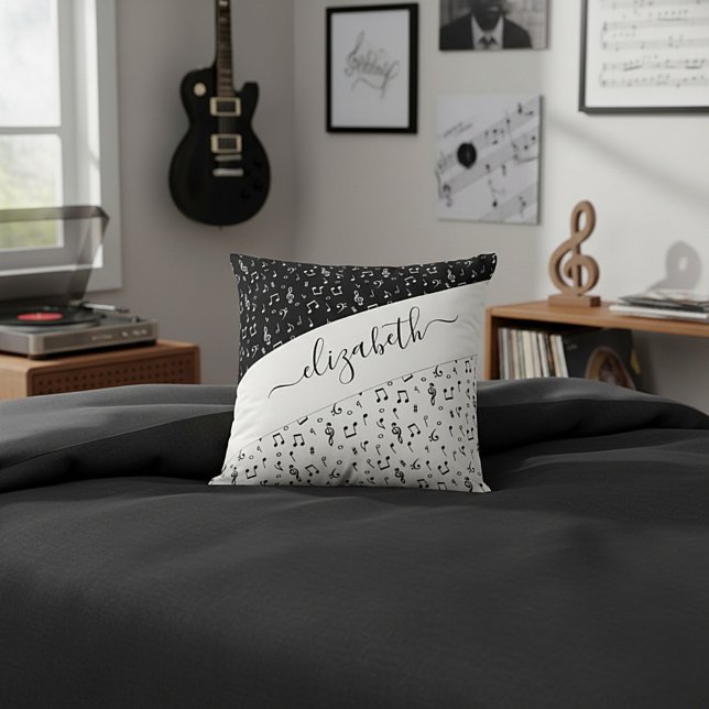 Black and white musical personalised   cushion (Creator Uploaded)