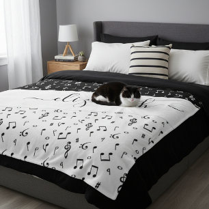 Black and white musical personalised fleece blanket