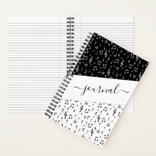 Black and white musical personalised journal