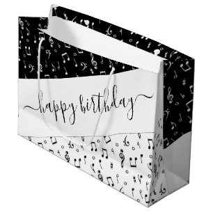Black and white musical personalised large gift bag