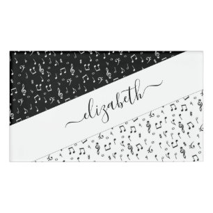 Black and white musical personalised   name tag
