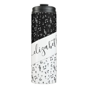 Black and white musical personalised thermal tumbler