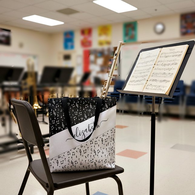 Black and white musical personalised   tote bag (Creator Uploaded)