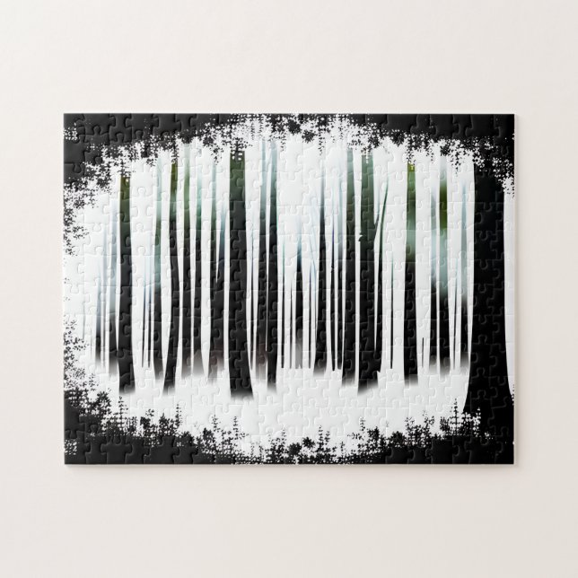 Black and White Mystical Forest Dreamscape Jigsaw Puzzle (Horizontal)