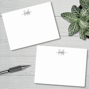 Black And White Name Initial Monogram Post-it Notes