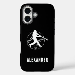 Black And White Name Male Player Baseball Batter iPhone 16 Case