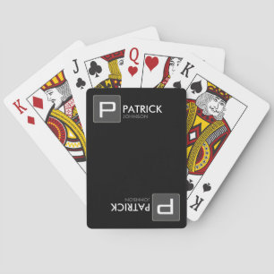 Black and White Name Monogrammed Playing Cards
