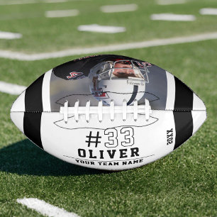 Black and White Name Number Team Photo Football