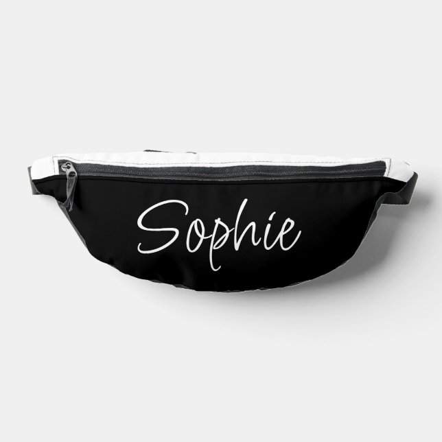 Black and White Name Typography Bum Bags (Lay Down)