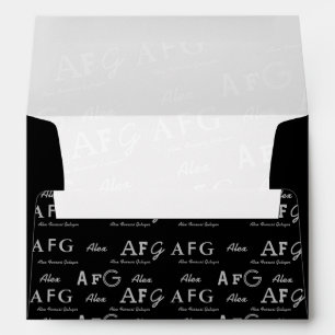 black and white names and initials . custom envelope