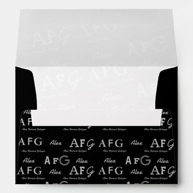 black and white names and initials . custom envelope (Back (Bottom))