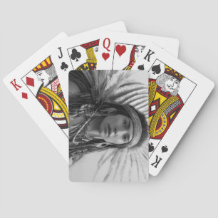 Black and White Native American Warrior Princess Playing Cards