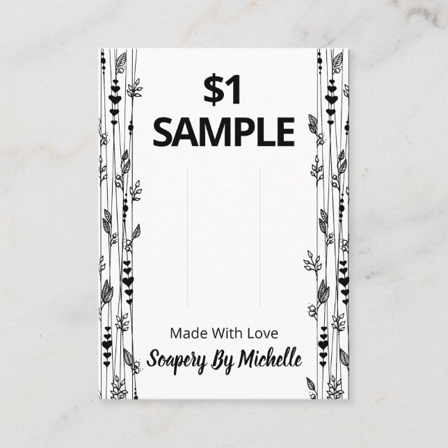 Black And White Natural Soap Sample Display Card (Front)