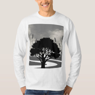 Black and White Nature Tree Silhouette Winding Pat T-Shirt
