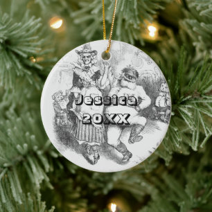 Black and White Naughty Santa Claus Ceramic Orname Ceramic Ornament