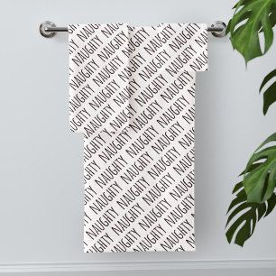 Black and White Naughty Text Pattern Bath Towel Set