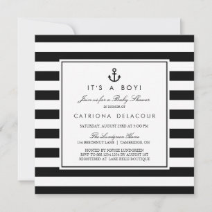 Black and White Nautical Baby Shower Invitation