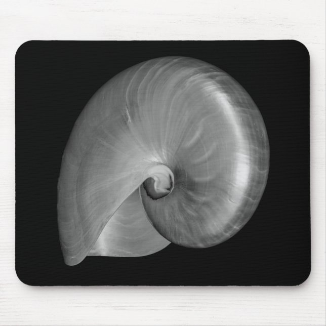 Black and White Nautilus Shell Mouse Pad (Front)