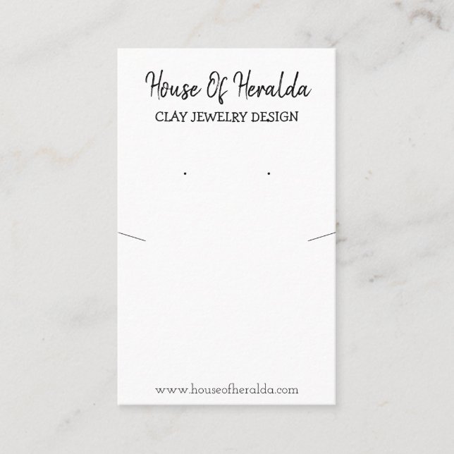 Black And White Necklace Earring Display Holder Business Card (Front)