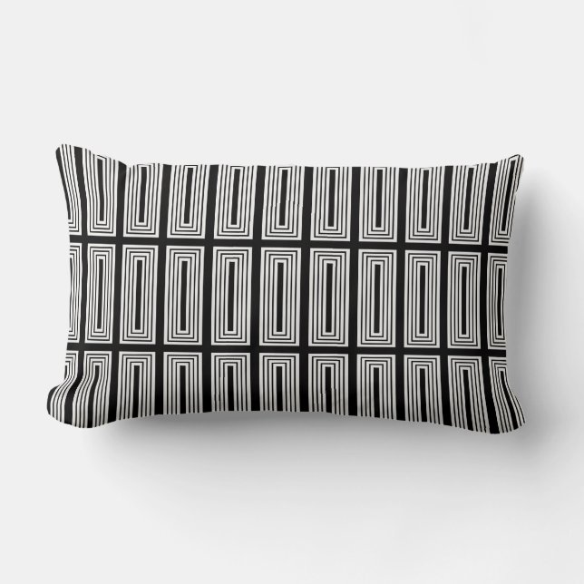 Black and White Nested Rectangles Lumbar Cushion (Front)