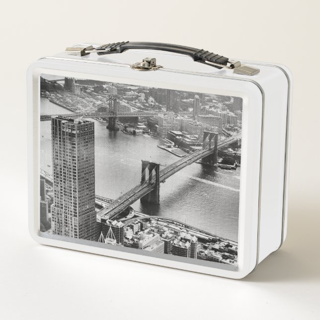 Black and White New York City Metal Lunch Box (Front)