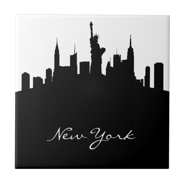 Black and White New York Skyline Tile (Front)