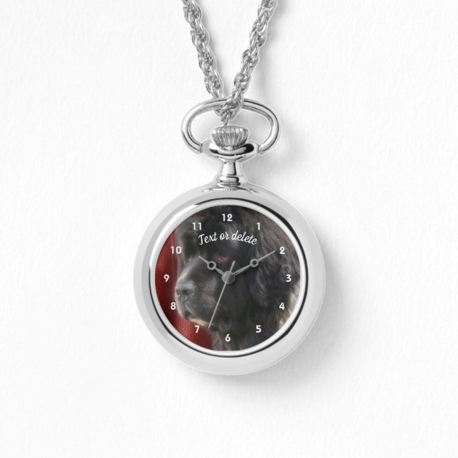 Black And White Newfoundland Dog Personalised Watch (Front)