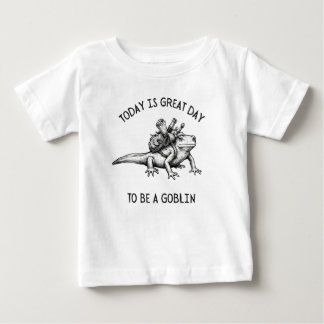 Black and White Newt Adventure Sketch Illustration Baby T-Shirt