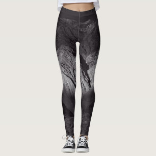 black and white night sky leggings