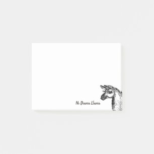 Black and White No Drama Llama Line Art Drawing Post-it Notes