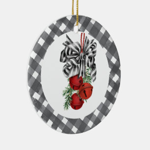 Black and White Noël  Ceramic Ornament
