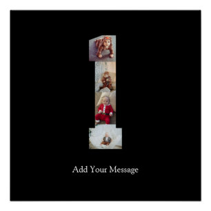 Black and White Number 1 Photo Collage Poster