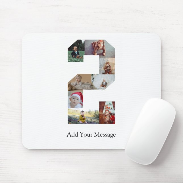 Black and White Number 2 Photo Collage Mouse Pad (With Mouse)