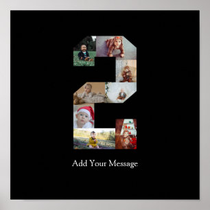 Black and White Number 2 Photo Collage Poster