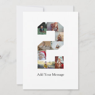 Black and White Number 2 Photo Collage Thank You Card