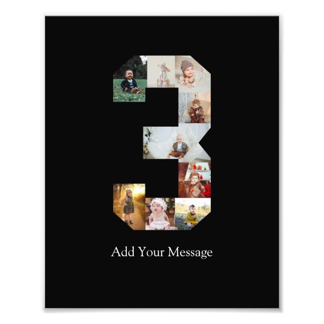 Black and White Number 3 Photo Collage (Front)