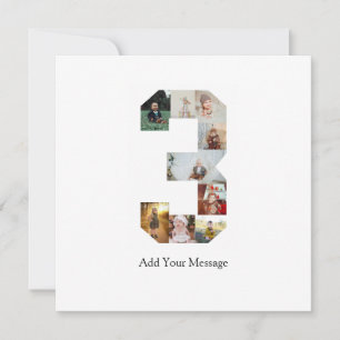 Black and White Number 3 Photo Collage Card