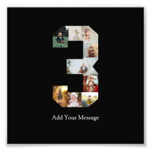 Black and White Number 3 Photo Collage Print