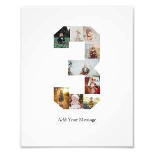 Black and White Number 3 Photo Collage Print