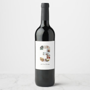 Black and White Number 3 Photo Collage Wine Label