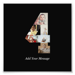 Black and White Number 4 Photo Collage