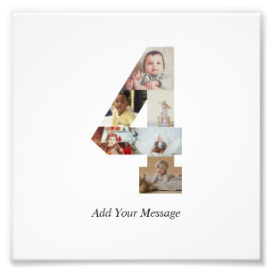 Black and White Number 4 Photo Collage Print