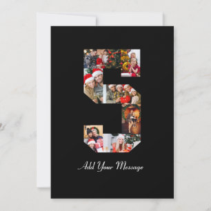 Black and White Number 5 Photo Collage Card