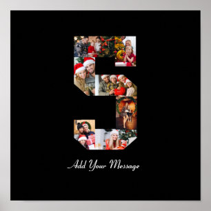 Black and White Number 5 Photo Collage Poster