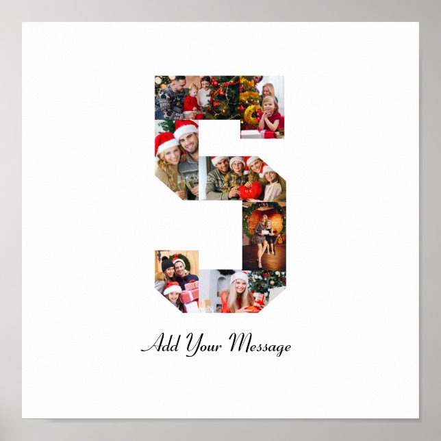 Black and White Number 5 Photo Collage Poster (Front)