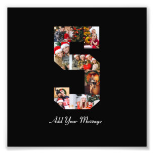Black and White Number 5 Photo Collage Print
