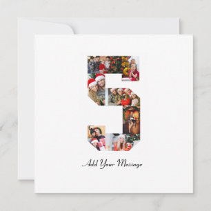 Black and White Number 5 Photo Collage Thank You Card
