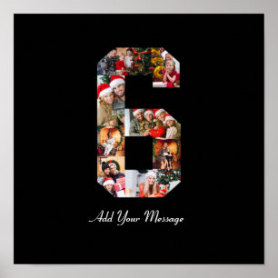 Black and White Number 6 Photo Collage Poster