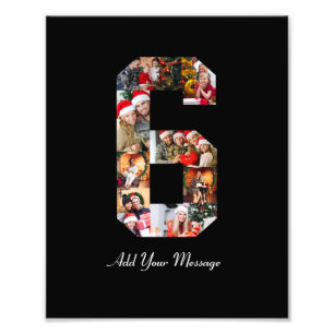 Black and White Number 6 Photo Collage Print