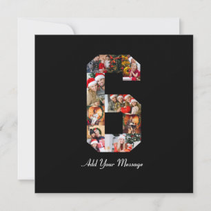 Black and White Number 6 Photo Collage Thank You Card